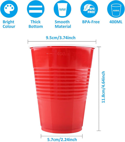 70 Stück 400ml Partybecher für Trinkspiel, Set in 5 Farben