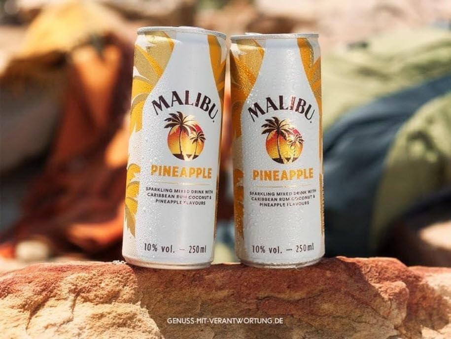 Malibu Pineapple – Fruchtig-Prickelnder Mix Aus Rum – 12 Dosen - 250ml (10 Vol.-%)