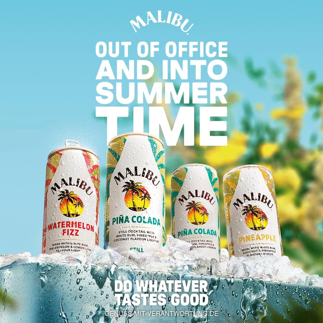 Malibu Pineapple – Fruchtig-Prickelnder Mix Aus Rum – 12 Dosen - 250ml (10 Vol.-%)