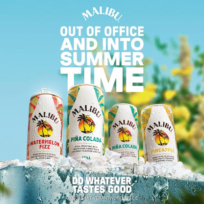 Malibu Pineapple – Fruchtig-Prickelnder Mix Aus Rum – 12 Dosen - 250ml (10 Vol.-%)