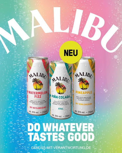 Malibu Pineapple – Fruchtig-Prickelnder Mix Aus Rum – 12 Dosen - 250ml (10 Vol.-%)