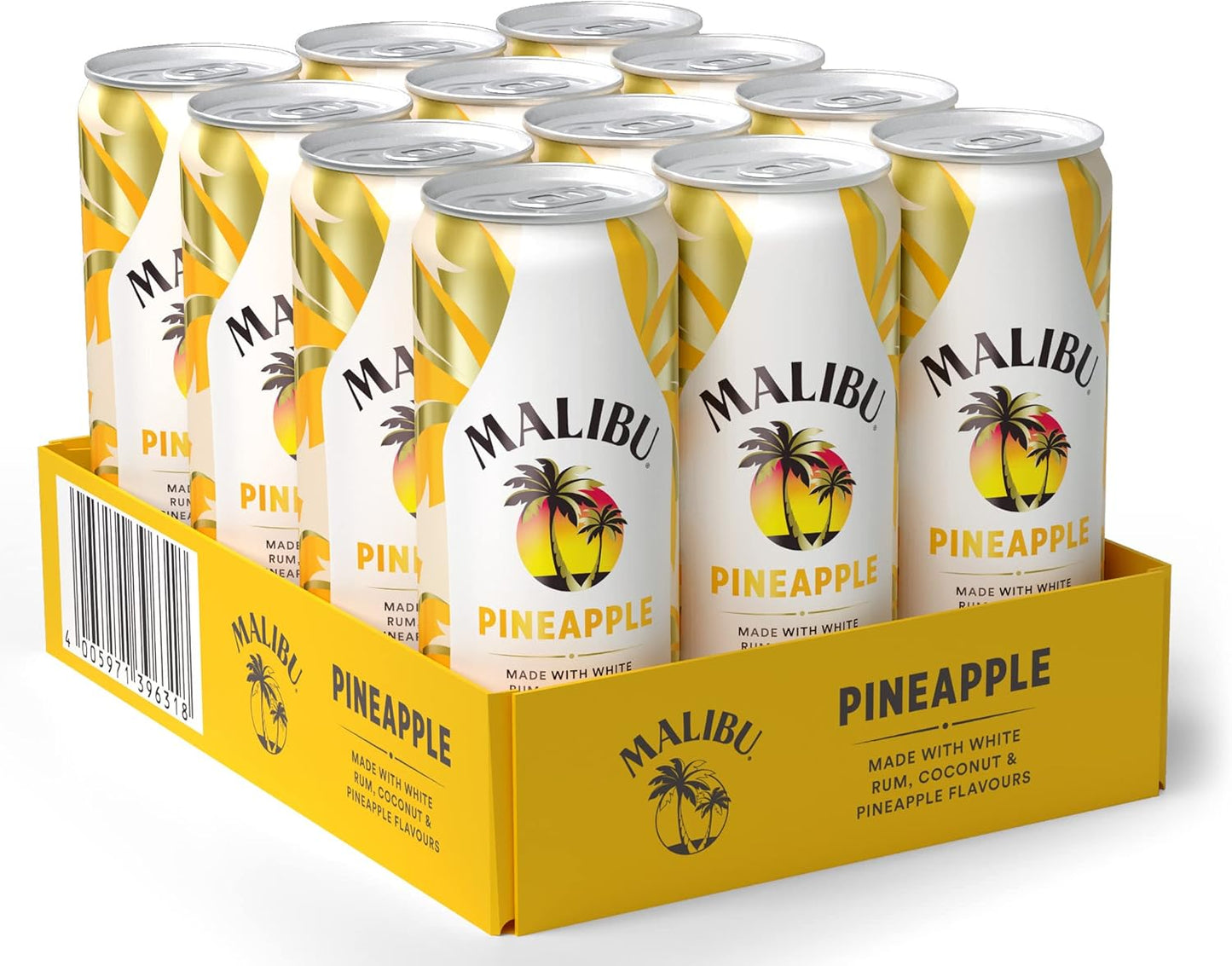 Malibu Pineapple – Fruchtig-Prickelnder Mix Aus Rum – 12 Dosen - 250ml (10 Vol.-%)