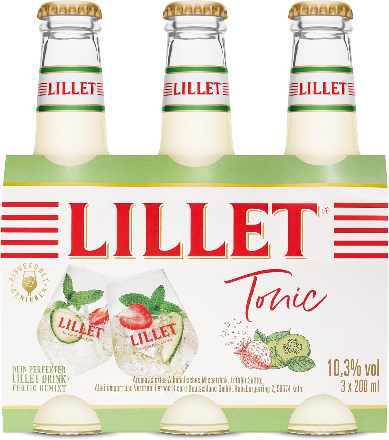 Lillet Berry, Vorgemischter Drink Aus Lillet Blanc, Erdbeer- & Himbeer-Aromen, Fruchtiger Aperitif, Aromatisiertes Alkoholisches Mixgetränk, 3 X 200Ml