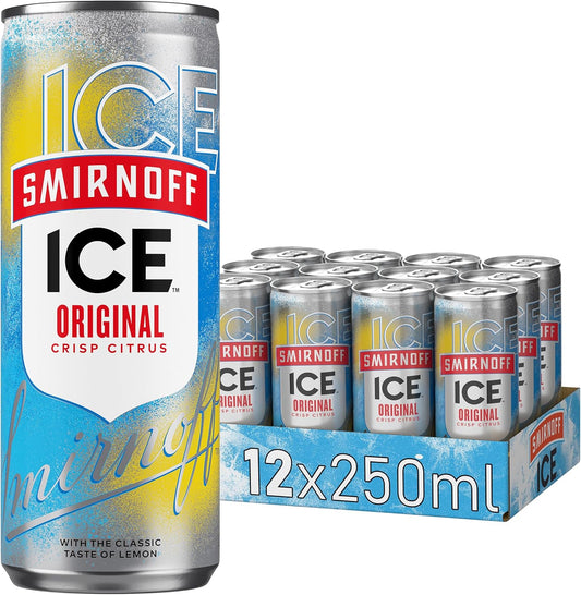 Ice Premium Vodka, Erfrischendes Zitronen-Mixgetränk Mit 10% Alkohol, 12 Dosen x 250ml