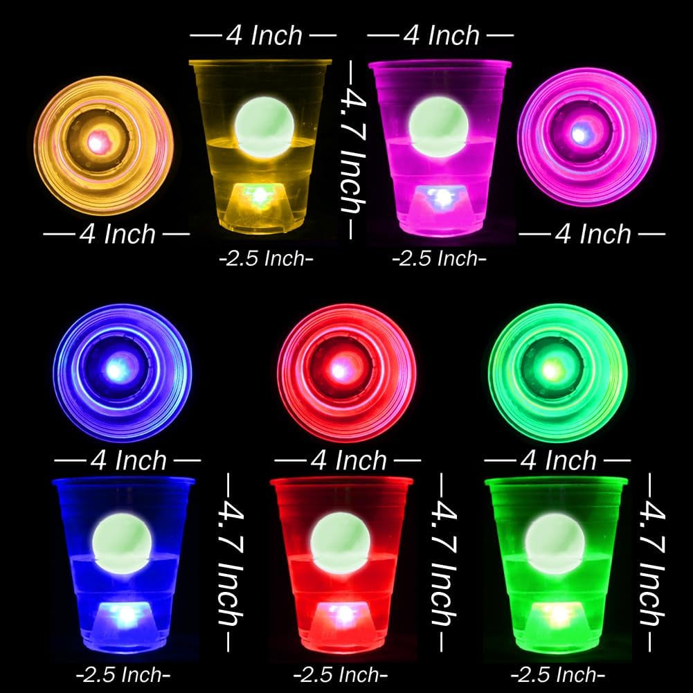 22 Stück Leuchtende Partybecher Für Partyspiele, 5 Gemischte Farben, Mit Bällen